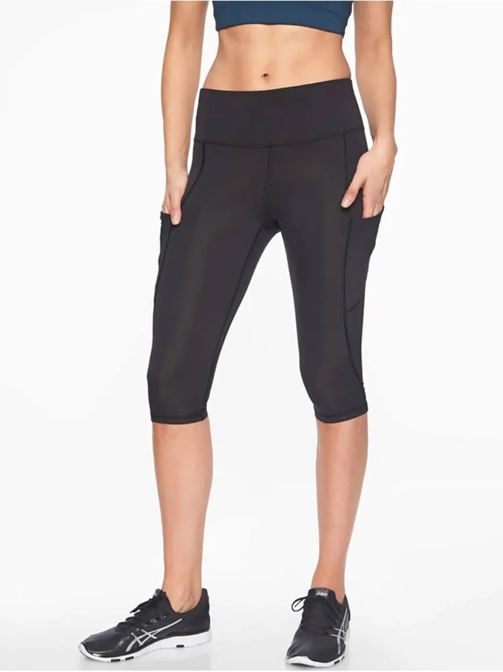 Athleta All in Crop Black Black Performance Leggings Small Tall